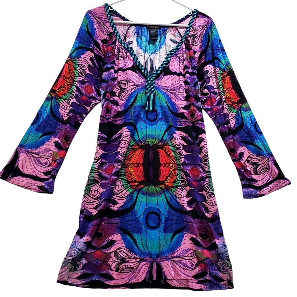 Custo Barcelona Tunic Mini Dress Size S Colorful Geometric Kaleidoscope Print
